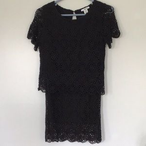 Bar lll 2 piece black embroidered look outfit.